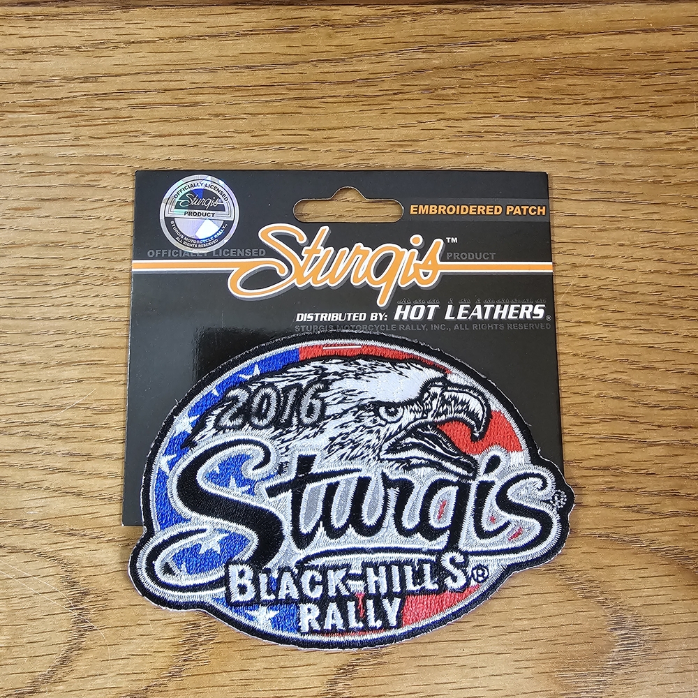4/$10 Sturgis Black Hills Rally Embroidered Patch 2016 NEW Eagle American Flag